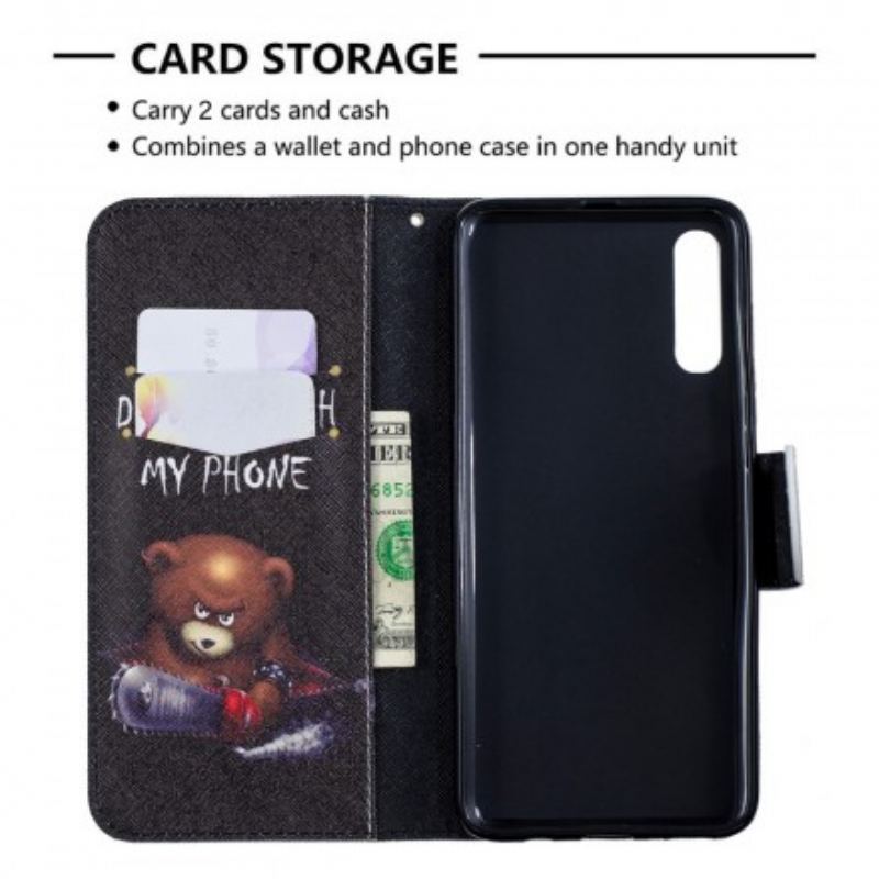 Capa De Couro Para Samsung Galaxy A70 Urso Perigoso
