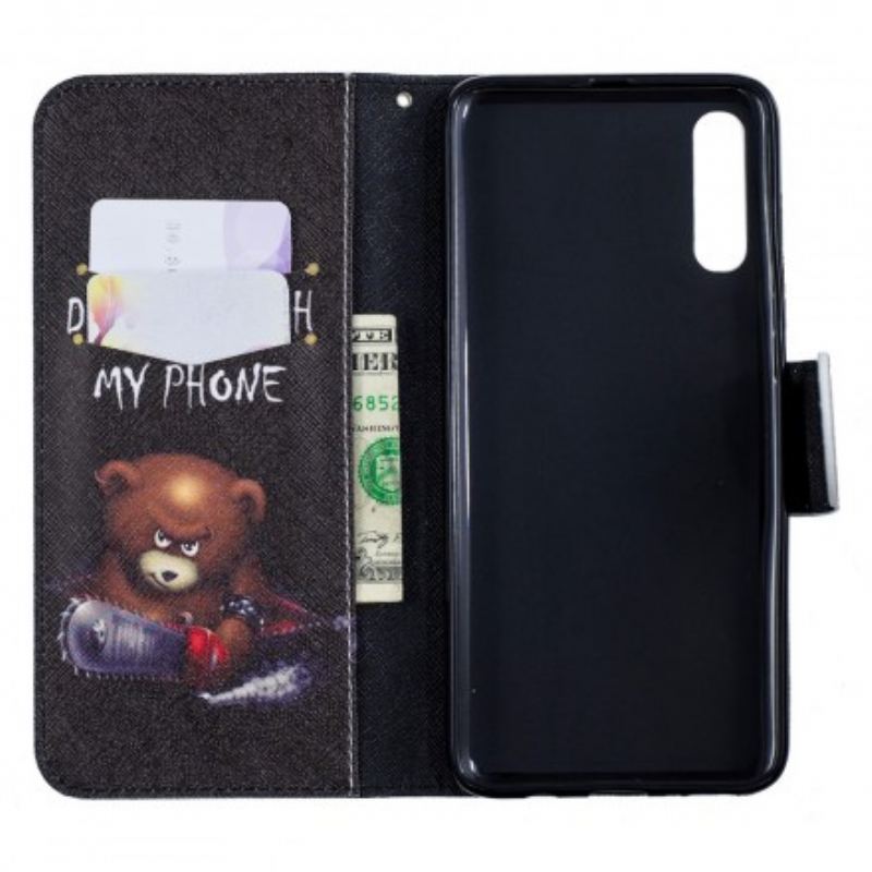 Capa De Couro Para Samsung Galaxy A70 Urso Perigoso