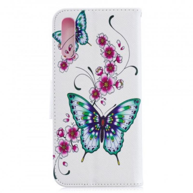 Capa Em Pele Para Samsung Galaxy A70 Borboletas Maravilhosas