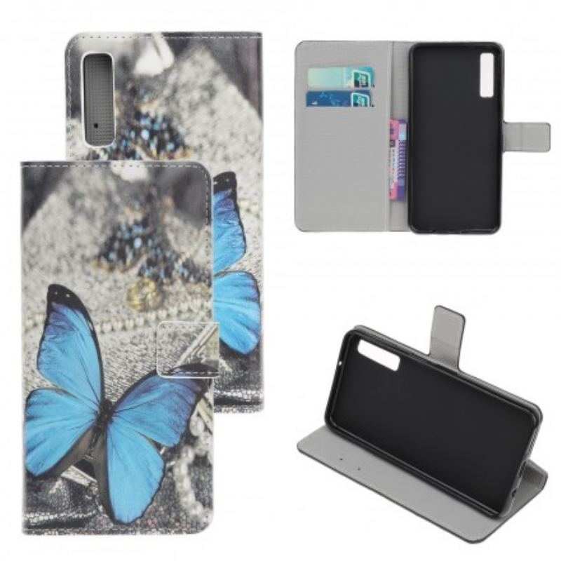 Capa Flip Para Samsung Galaxy A70 Borboleta Azul