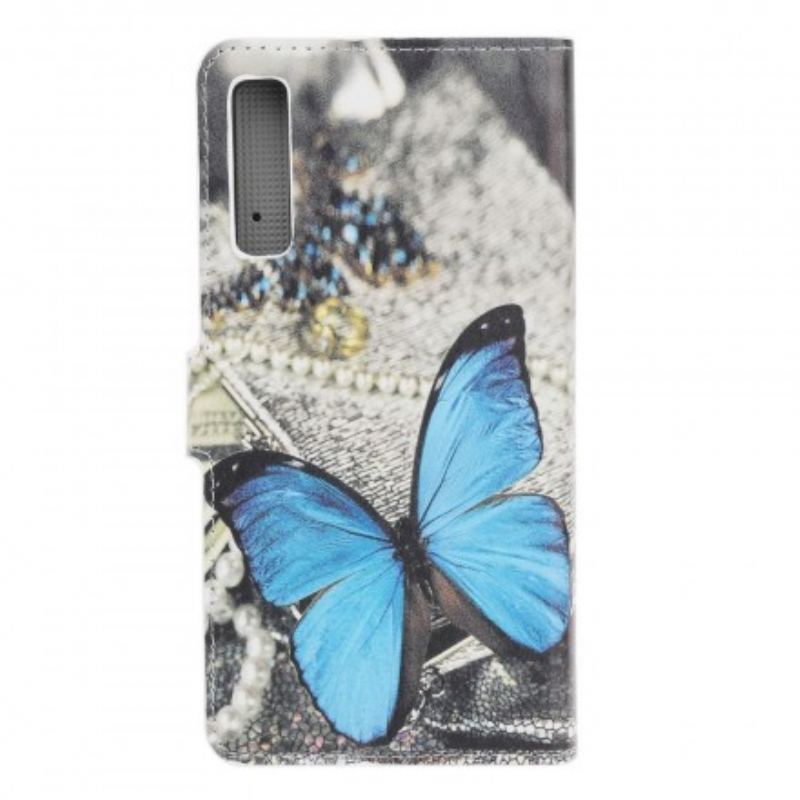 Capa Flip Para Samsung Galaxy A70 Borboleta Azul
