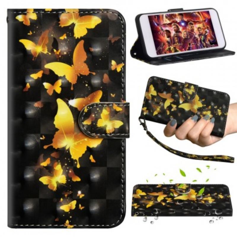 Capa Flip Para Samsung Galaxy A70 Borboletas Amarelas