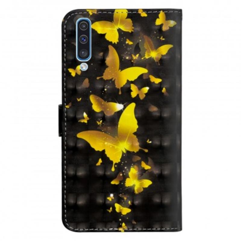 Capa Flip Para Samsung Galaxy A70 Borboletas Amarelas