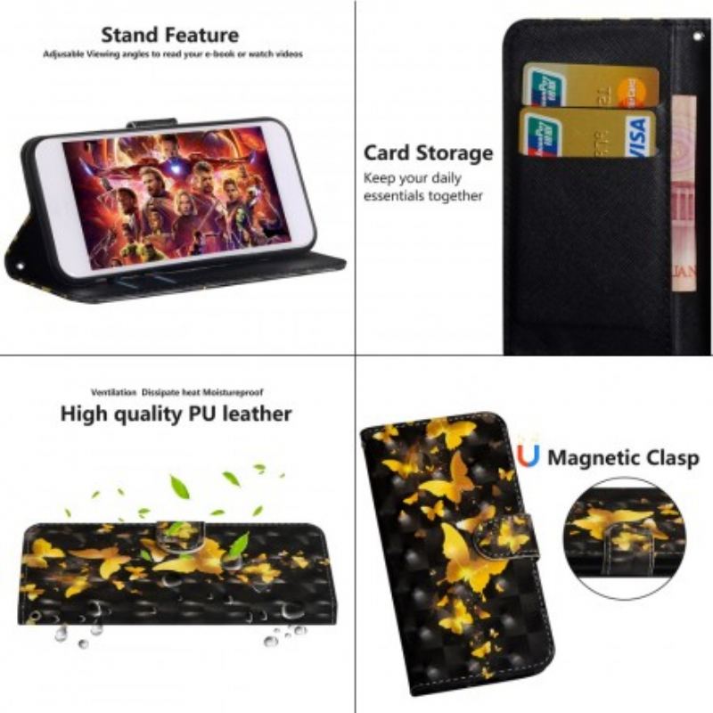Capa Flip Para Samsung Galaxy A70 Borboletas Amarelas