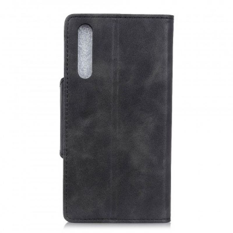 Capa Flip Para Samsung Galaxy A70 Botão Vintage De Couro Falso