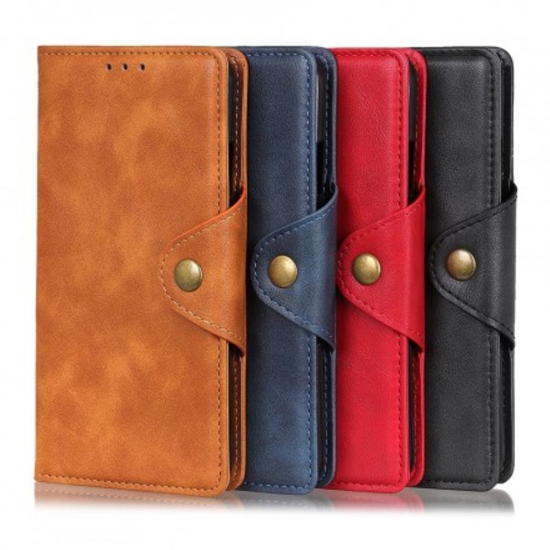 Capa Flip Para Samsung Galaxy A70 Botão Vintage De Couro Falso