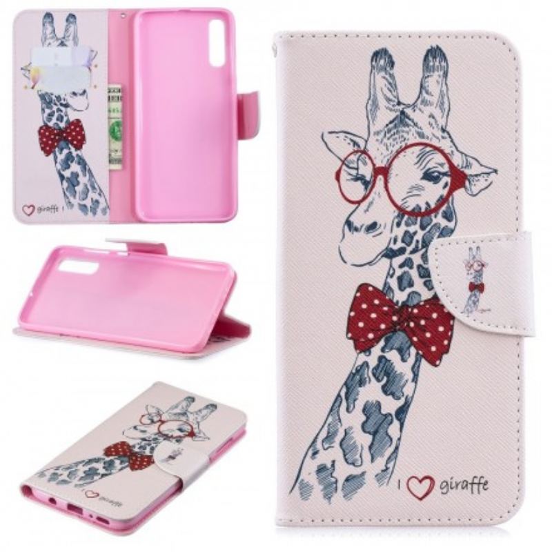 Capa Flip Para Samsung Galaxy A70 Girafa Inteligente