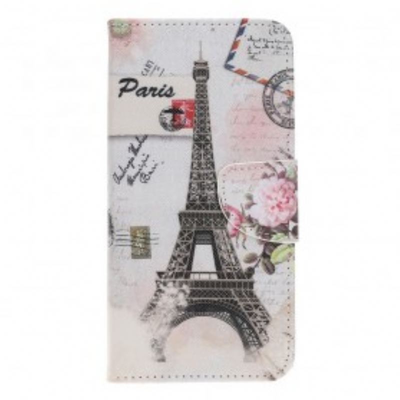 Capa Folio Para Samsung Galaxy A70 Torre Eiffel Retrô