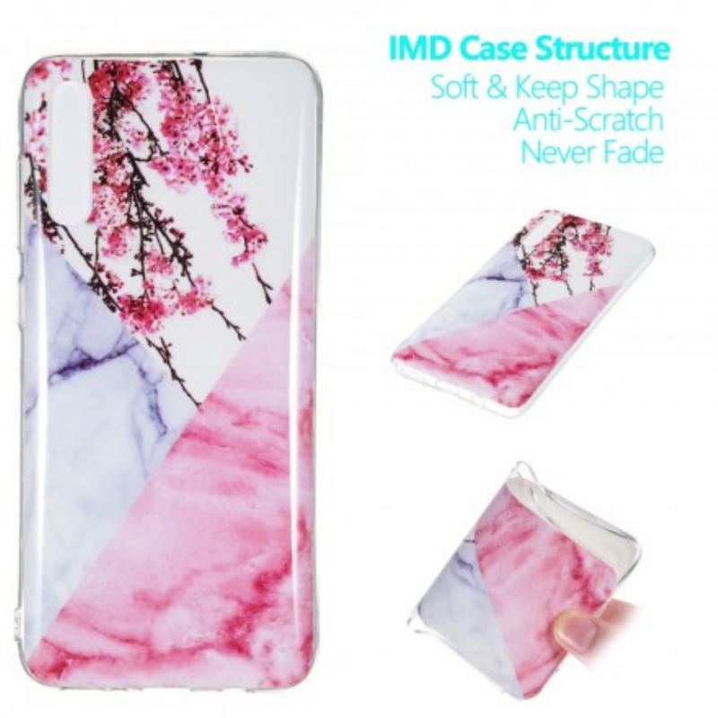 Capa Para Samsung Galaxy A70 Flor De Ameixa Marmorizada