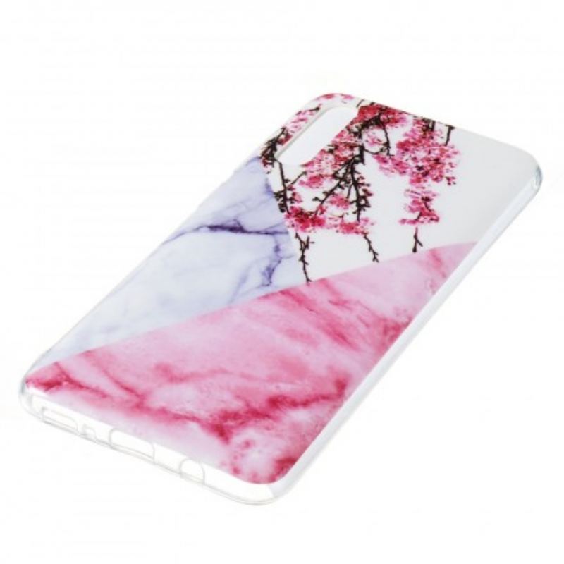 Capa Para Samsung Galaxy A70 Flor De Ameixa Marmorizada
