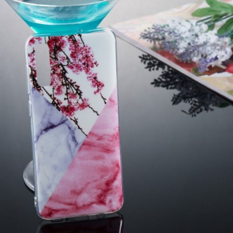 Capa Para Samsung Galaxy A70 Flor De Ameixa Marmorizada