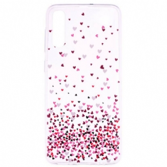 Capa Para Samsung Galaxy A70 Múltiplos Corações Vermelhos Sem Costura