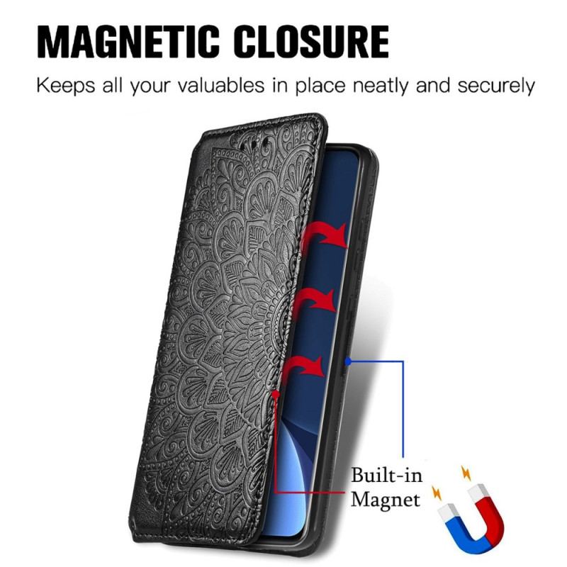 Capa De Celular Para Xiaomi 12T / 12T Pro Flip Folhas Tribais