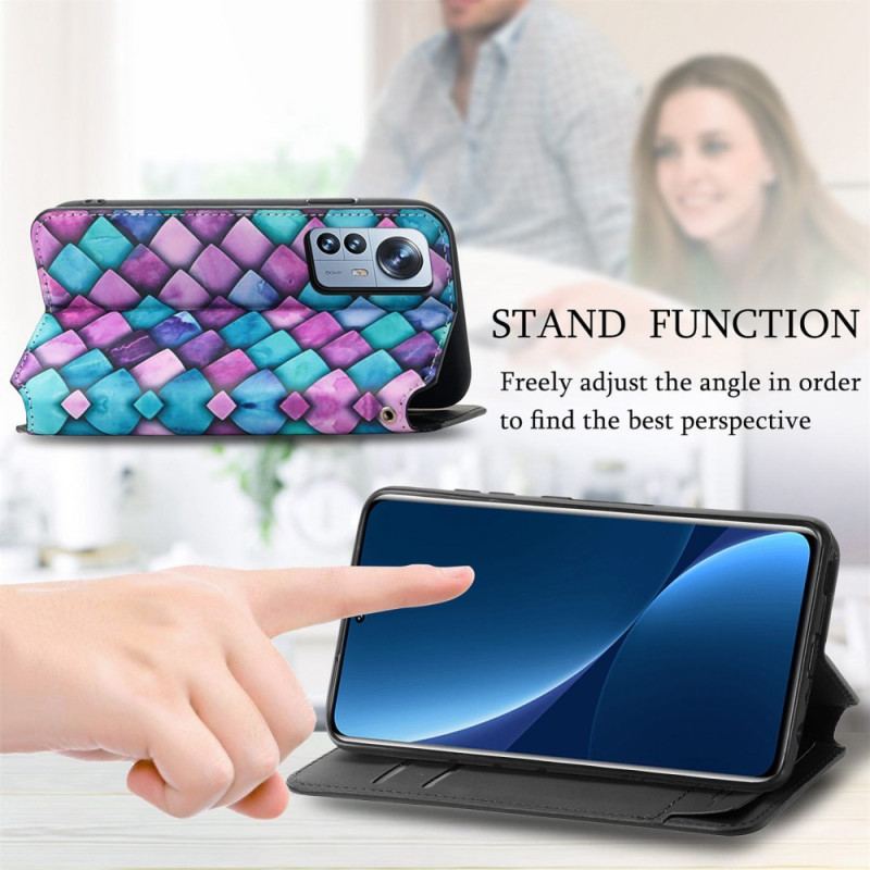 Capa De Celular Para Xiaomi 12T / 12T Pro Flip Projeto Rfid Caseneo