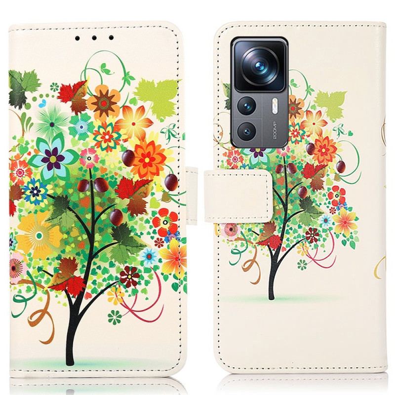 Capa De Couro Para Xiaomi 12T / 12T Pro Árvore Florida