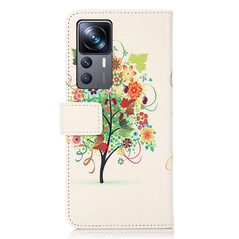Capa De Couro Para Xiaomi 12T / 12T Pro Árvore Florida