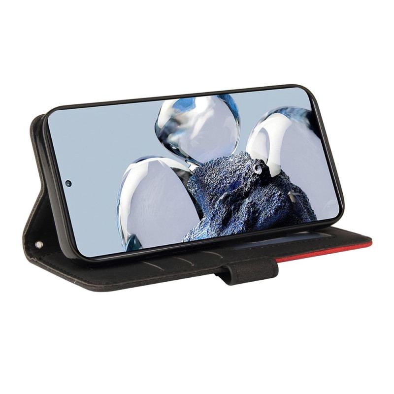 Capa De Couro Para Xiaomi 12T / 12T Pro De Cordão Correia De Dois Tons