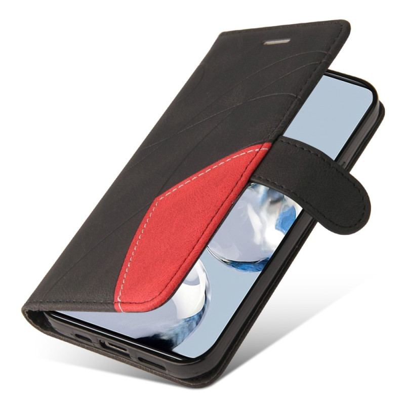 Capa De Couro Para Xiaomi 12T / 12T Pro De Cordão Correia De Dois Tons