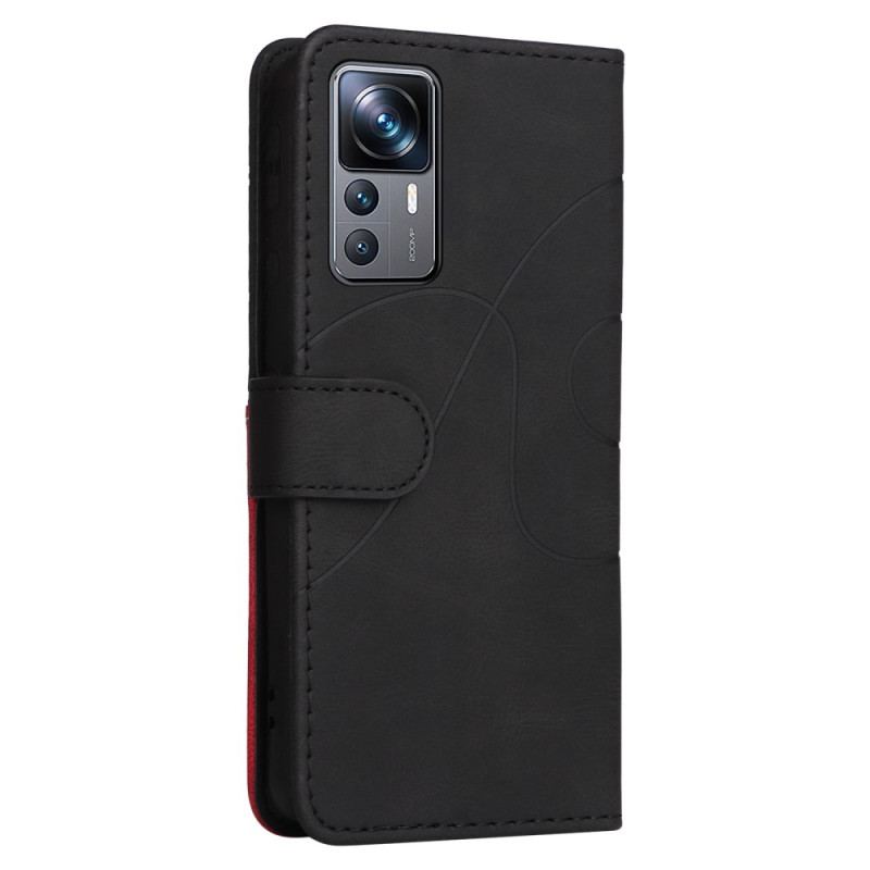 Capa De Couro Para Xiaomi 12T / 12T Pro De Cordão Correia De Dois Tons