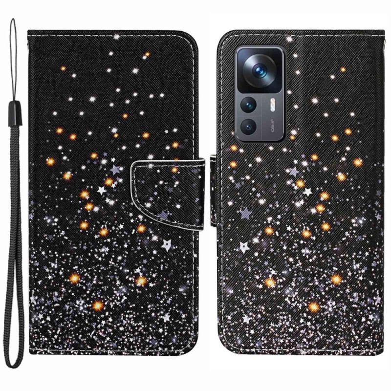 Capa De Couro Para Xiaomi 12T / 12T Pro De Cordão Strappy Preto