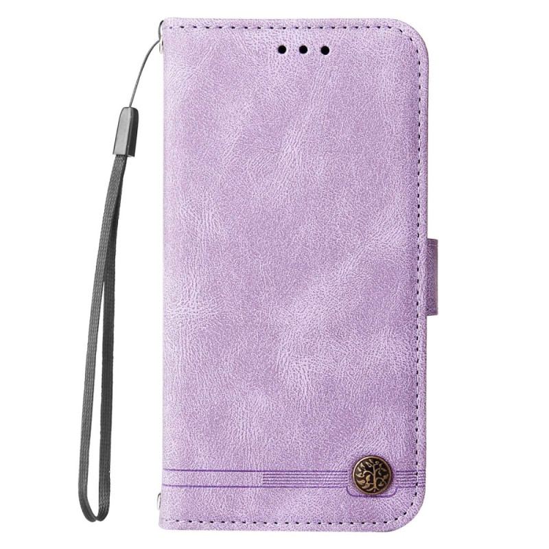 Capa De Couro Para Xiaomi 12T / 12T Pro Rebite Decorativo E Cordão