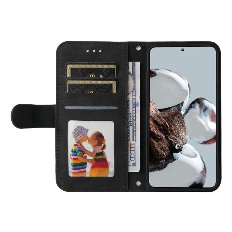 Capa De Couro Para Xiaomi 12T / 12T Pro Rebite Decorativo E Cordão