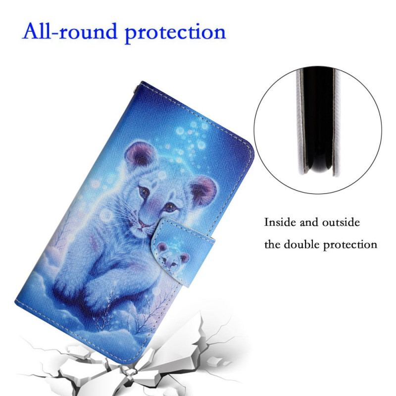 Capa Em Pele Para Xiaomi 12T / 12T Pro De Cordão Bebê Leopardo Com Alça