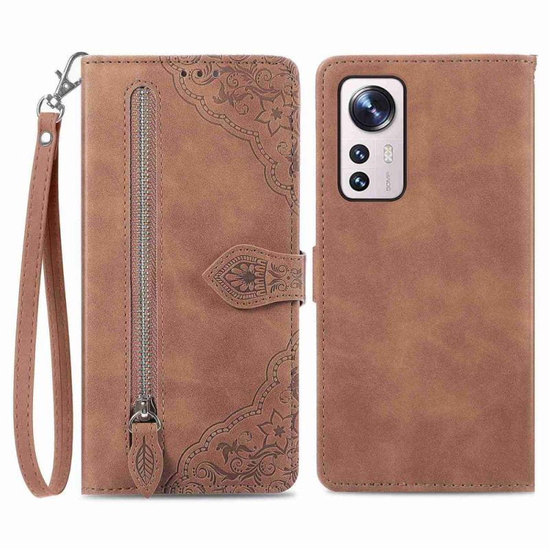 Capa Flip Para Xiaomi 12T / 12T Pro Bolsa Frontal Flores