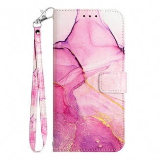 Capa Flip Para Xiaomi 12T / 12T Pro De Cordão Tira De Mármore