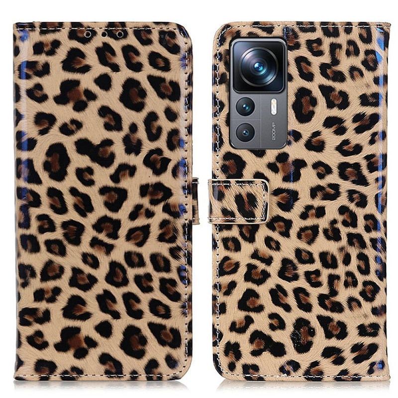 Capa Flip Para Xiaomi 12T / 12T Pro Estilo De Pele De Leopardo