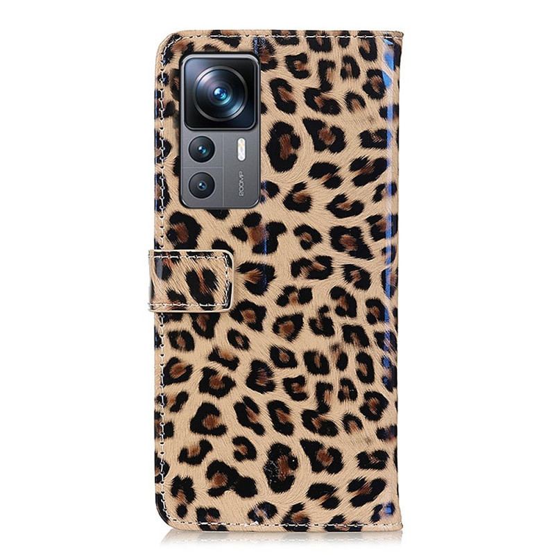 Capa Flip Para Xiaomi 12T / 12T Pro Estilo De Pele De Leopardo