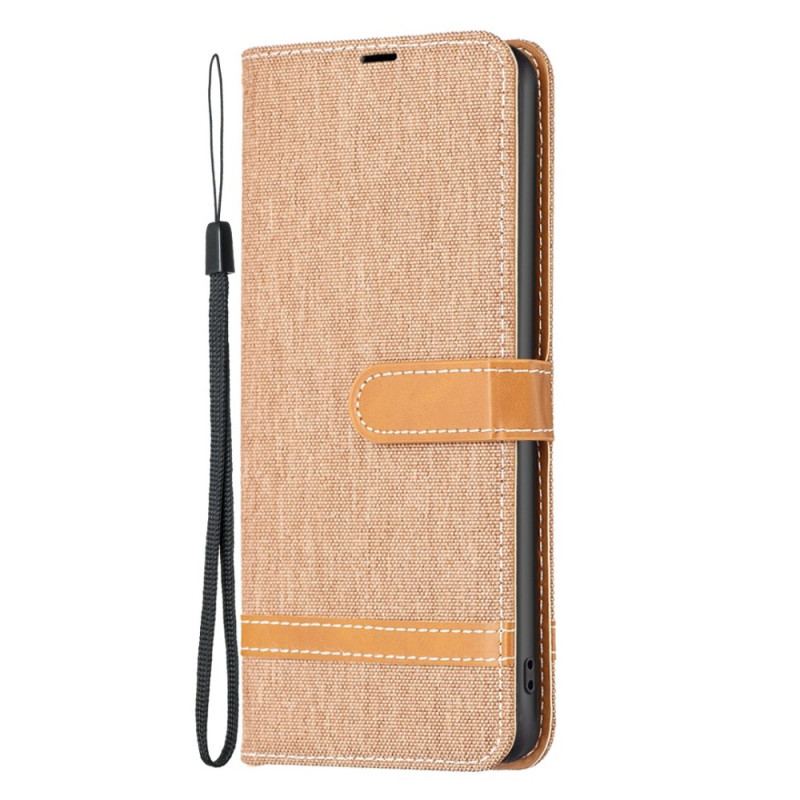 Capa Folio Para Xiaomi 12T / 12T Pro De Cordão Correia Efeito Tecido E Couro