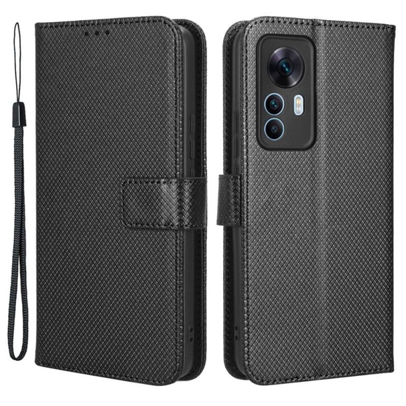 Capa Folio Para Xiaomi 12T / 12T Pro De Cordão Pulseira De Couro Falso