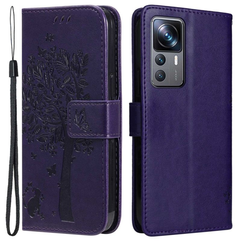 Capa Folio Para Xiaomi 12T / 12T Pro Gato Sob A Árvore