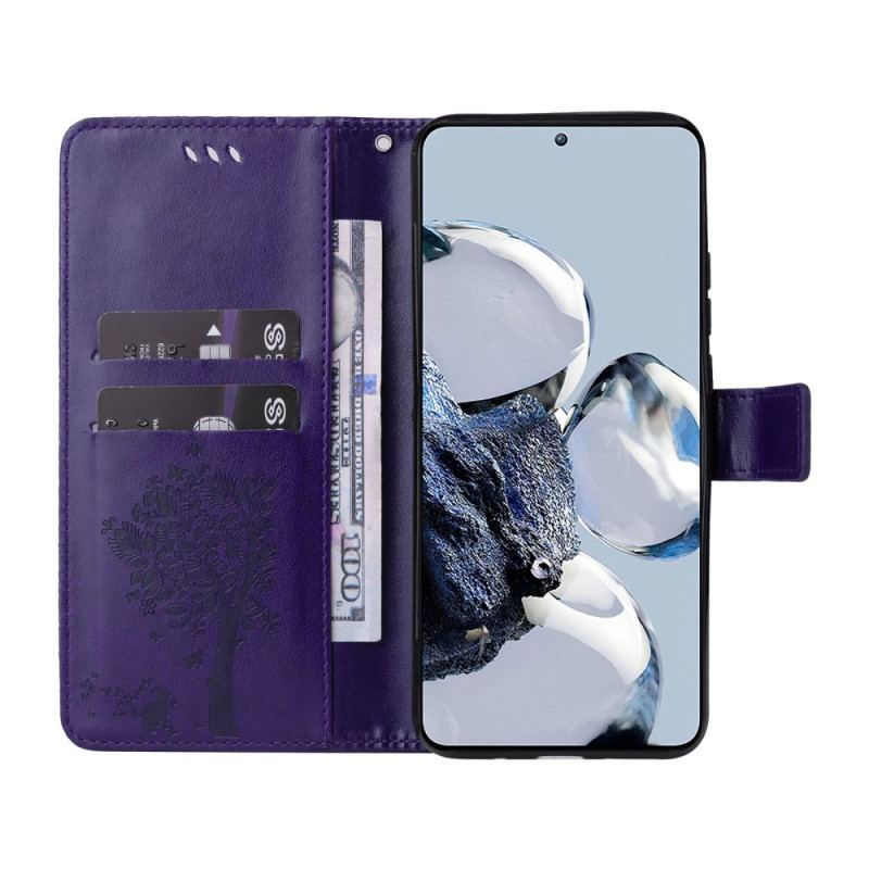 Capa Folio Para Xiaomi 12T / 12T Pro Gato Sob A Árvore