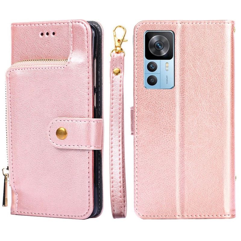 Capa Folio Para Xiaomi 12T / 12T Pro Porta-moedas Frontal E Cordão