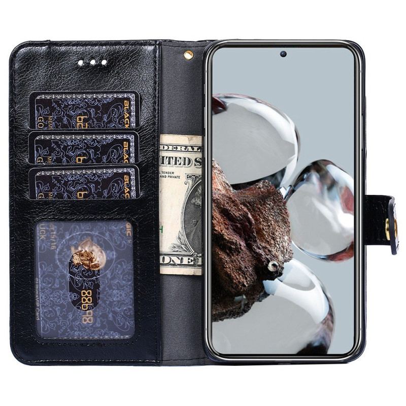 Capa Folio Para Xiaomi 12T / 12T Pro Porta-moedas Frontal E Cordão