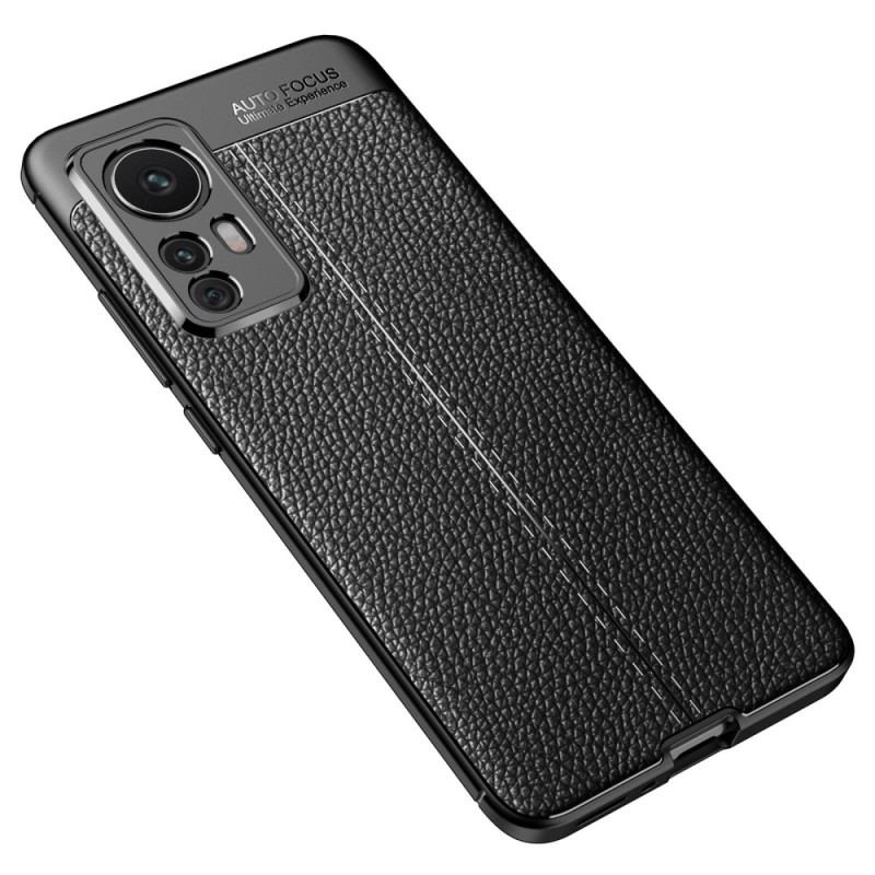Capa Para Xiaomi 12T / 12T Pro Linha Dupla Efeito Couro Litchi