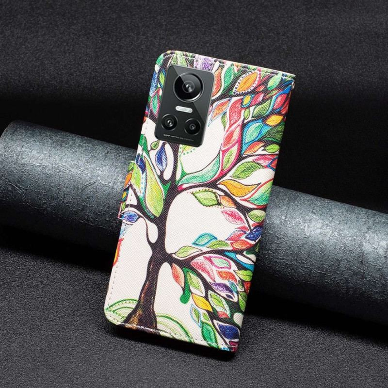 Capa De Couro Para Realme GT Neo 3 Árvore Exótica