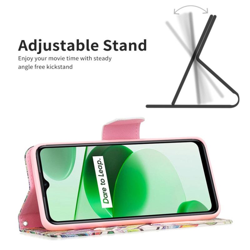 Capa De Couro Para Realme GT Neo 3 Árvore Exótica