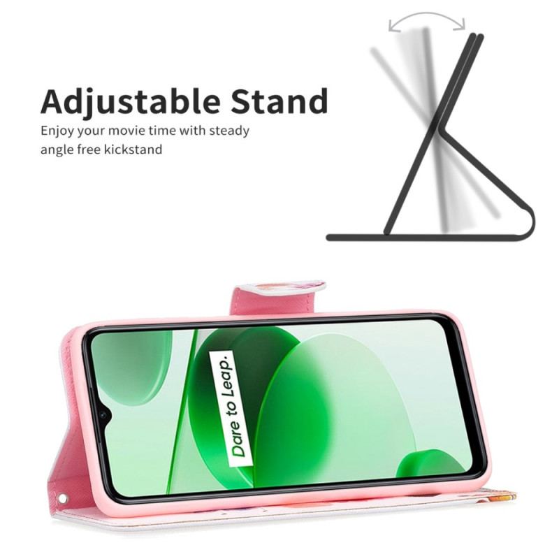 Capa De Couro Para Realme GT Neo 3 Borboletas Coloridas