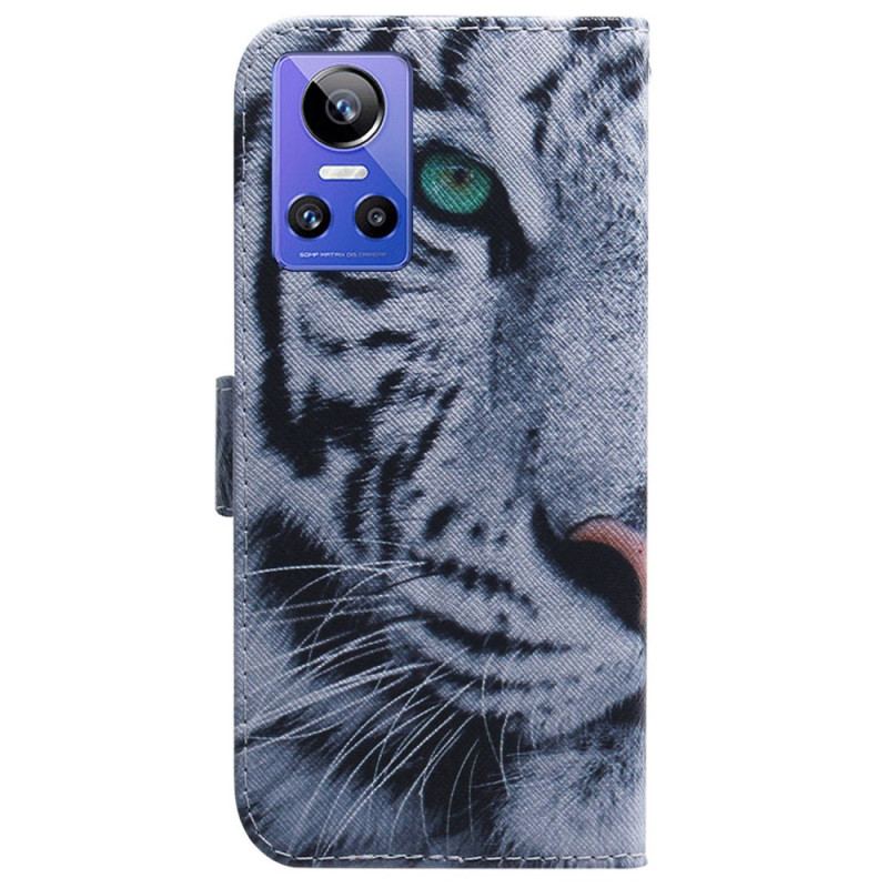 Capa De Couro Para Realme GT Neo 3 Tigre De Neve