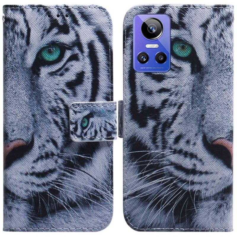 Capa De Couro Para Realme GT Neo 3 Tigre De Neve