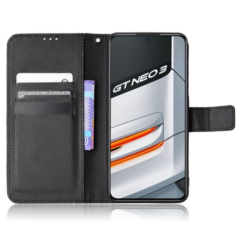 Capa Flip Para Realme GT Neo 3 De Cordão Strappy Textura Diamante