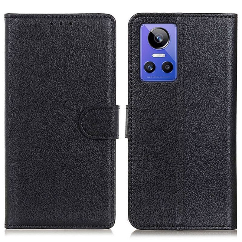Capa Flip Para Realme GT Neo 3 Couro Sintético De Lichia