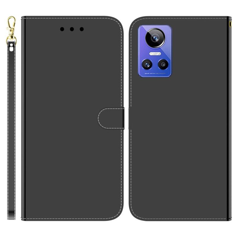 Capa Folio Para Realme GT Neo 3 De Cordão Espelho De Alça