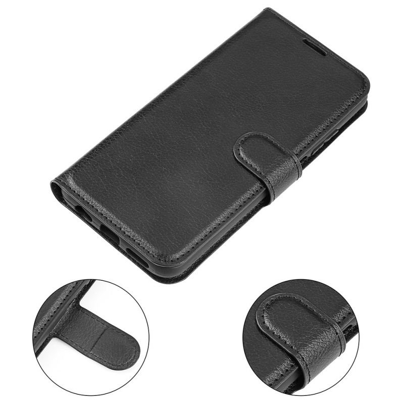 Capa Folio Para Realme GT Neo 3 Couro Sintético Com Textura De Lichia