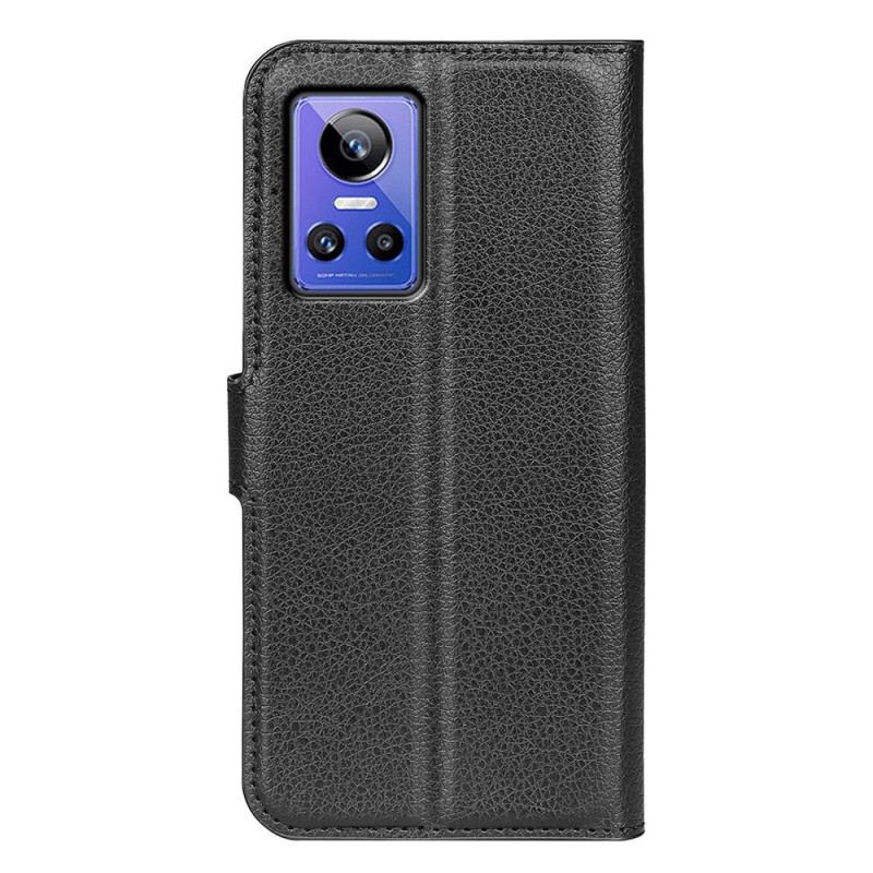 Capa Folio Para Realme GT Neo 3 Couro Sintético Com Textura De Lichia