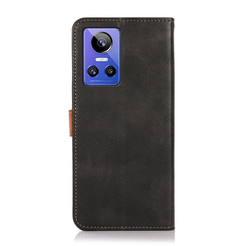 Capa Folio Para Realme GT Neo 3 Imitação De Couro Khazneh