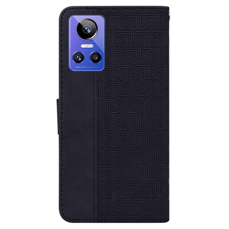 Capa Folio Para Realme GT Neo 3 Padrões Geométricos